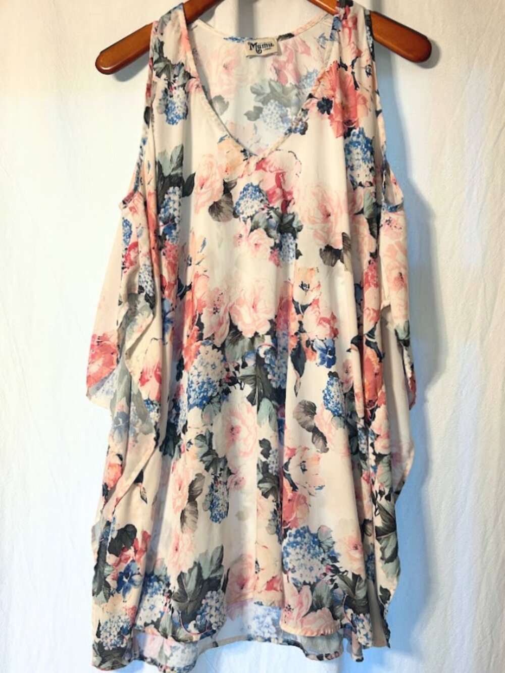 Show Me Your Mumu Cold Shoulder Floral Swim Coverup Tunic Blouse Large